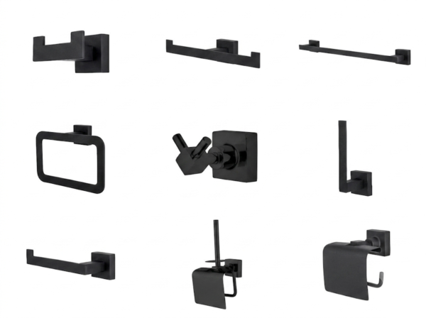 Otelsan Puma series bathroom accessories black all products 9130 Puma Serisi Banyo Aksesuarları Seti – Siyah - Görsel 1
