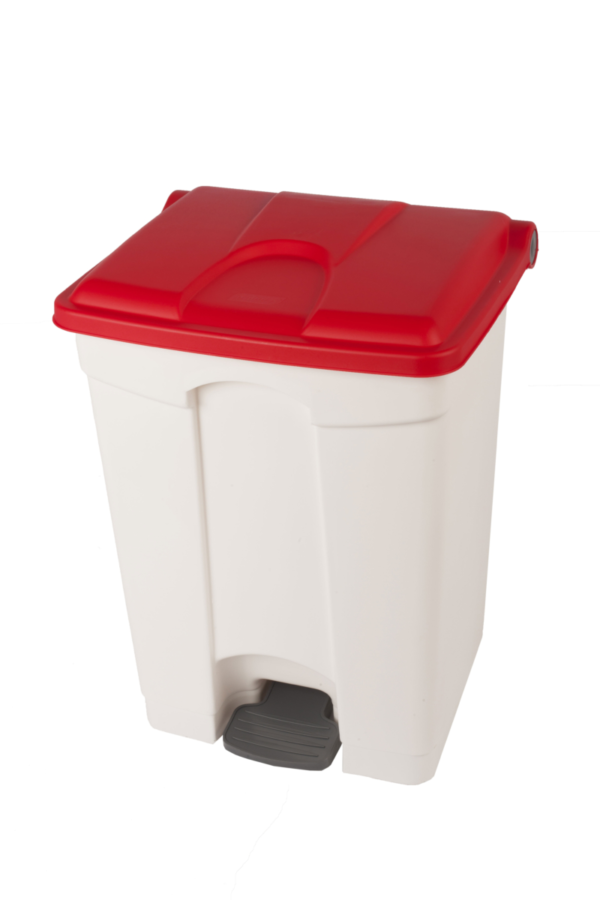 8991093 JVD Pedallı Çöp Kovası 70 L - Beyaz Gövde / Kırmızı Kapak