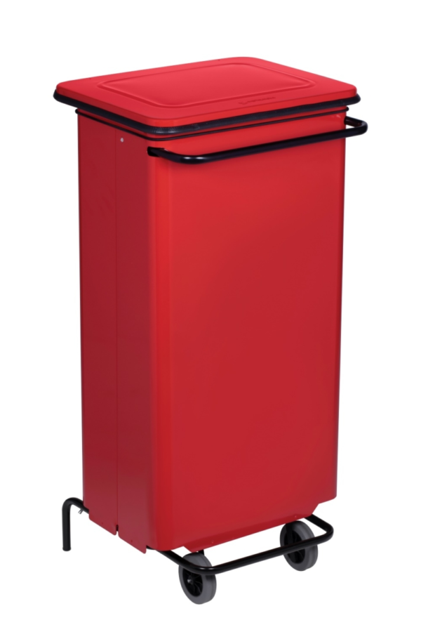 8992293-RED JVD Tekerlekli Pedallı Çöp Kovası 110 L - Kırmızı