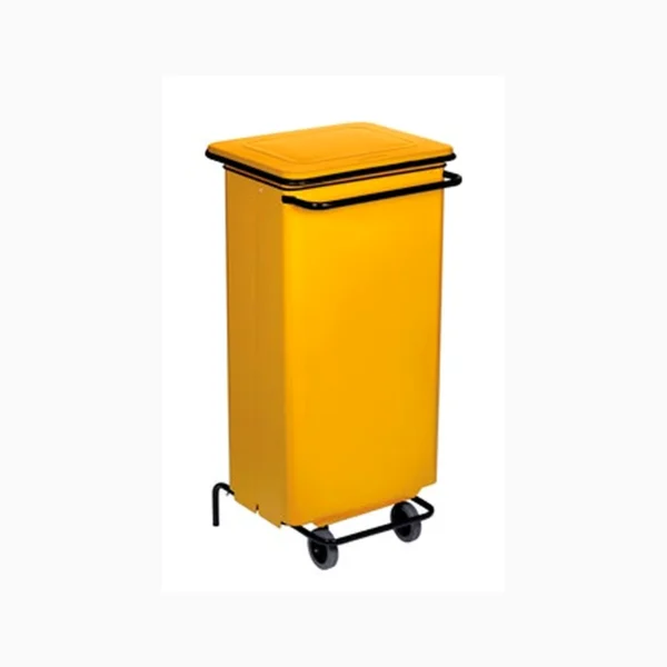 8992293-YEL JVD Tekerlekli Pedallı Çöp Kovası 110 L - Sarı