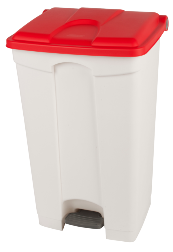 899777 JVD Pedallı Çöp Kovası 90 L - Beyaz Gövde / Kırmızı Kapak